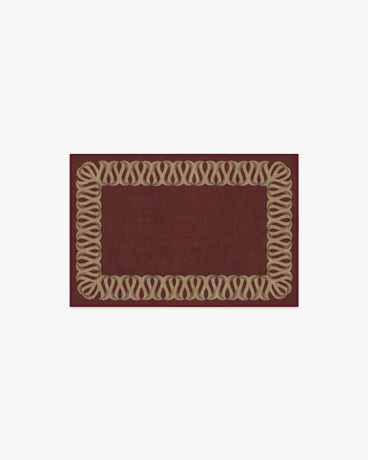 Ribbon Border Red & Natural Rug