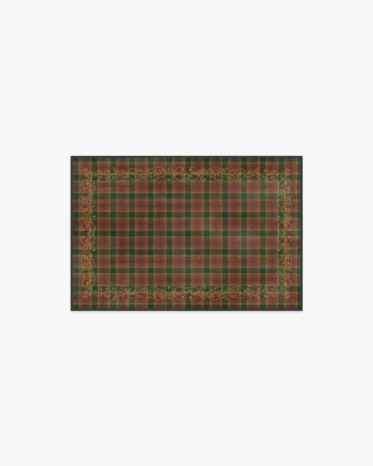 Tartan Trim Red & Gold Rug