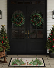 Woodland Holiday Cream Large Doormat