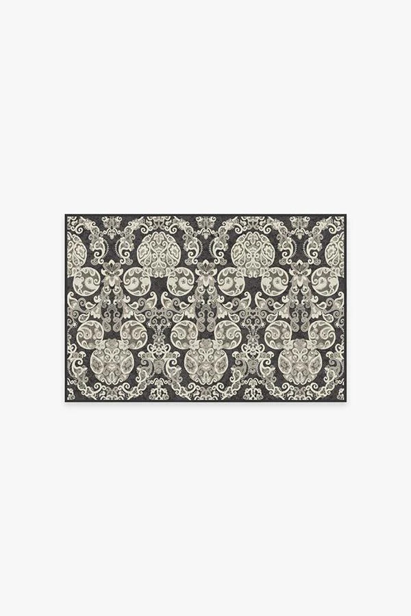 Mickey Damask Charcoal Flatwoven Rug