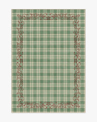 Tartan Trim Green & Red Rug