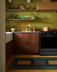 Nerissa Teal & Gold Flatwoven Rug by Architectural Digest