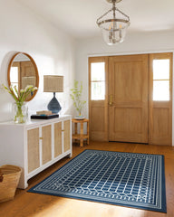 Palm Beach Navy Flatwoven Rug by Gray Malin