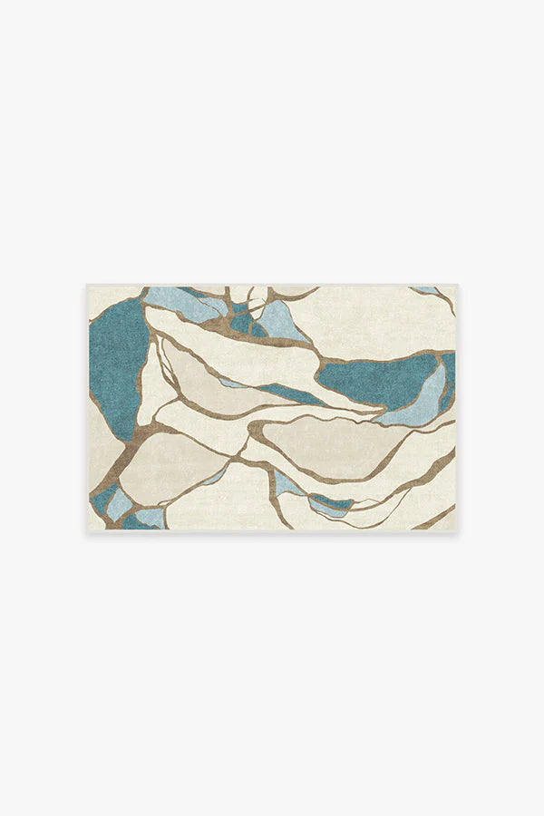 Aude Teal & Ivory Rug by Nina Takesh