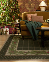 Pine Border Dark Olive Flatwoven Rug