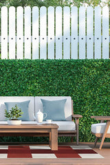 Gingham Plaid Red & White Outdoor Rug