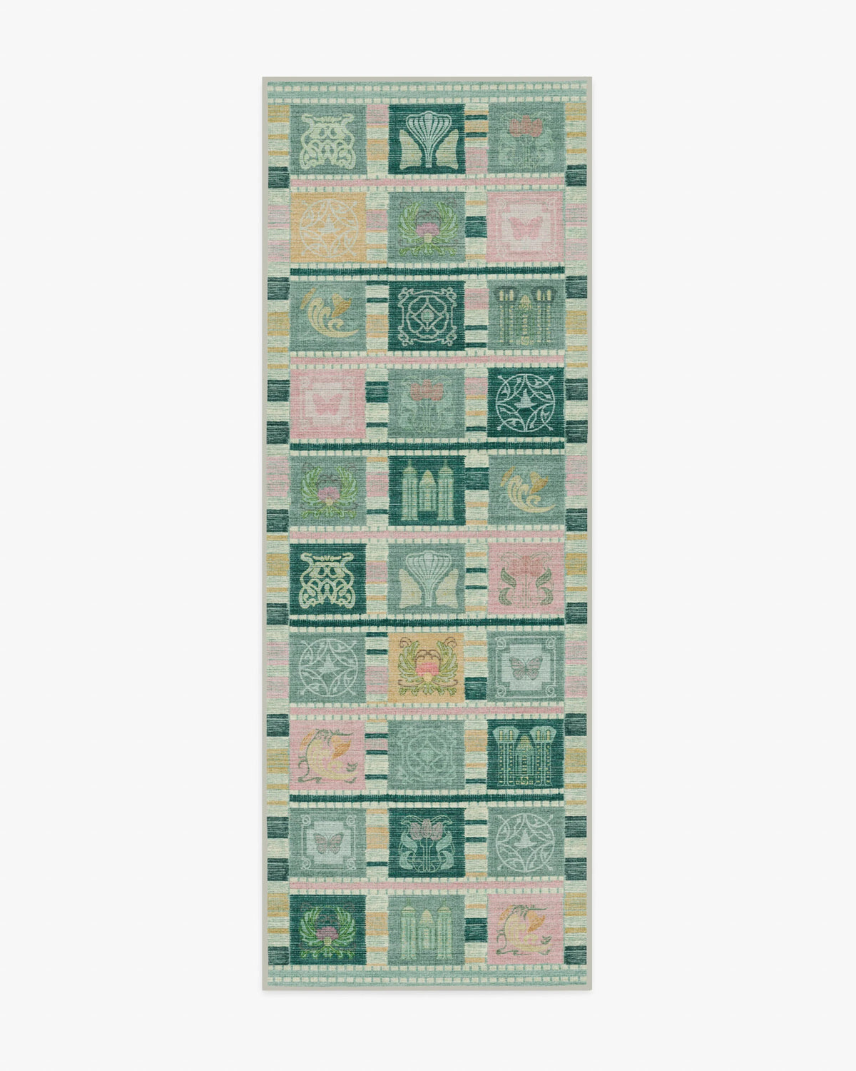 Ozian Tiles Emerald & Pink Rug by Wicked