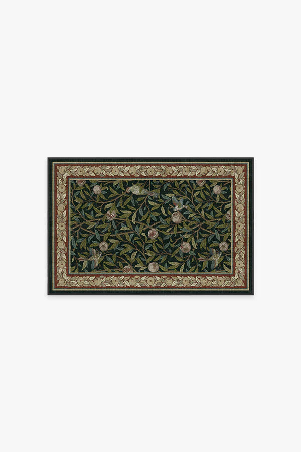 Bird & Pomegranate Teal Green Rug by Morris & Co.