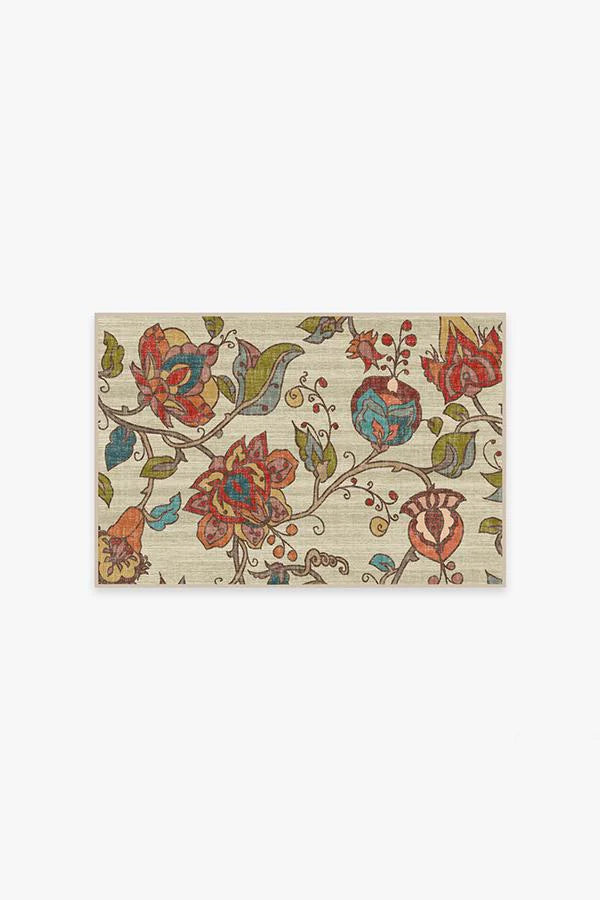 Frida Floral Natural Flatwoven Rug