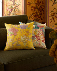 Vibrant Garden Citron Yellow Woven Throw Pillow by Iris Apfel