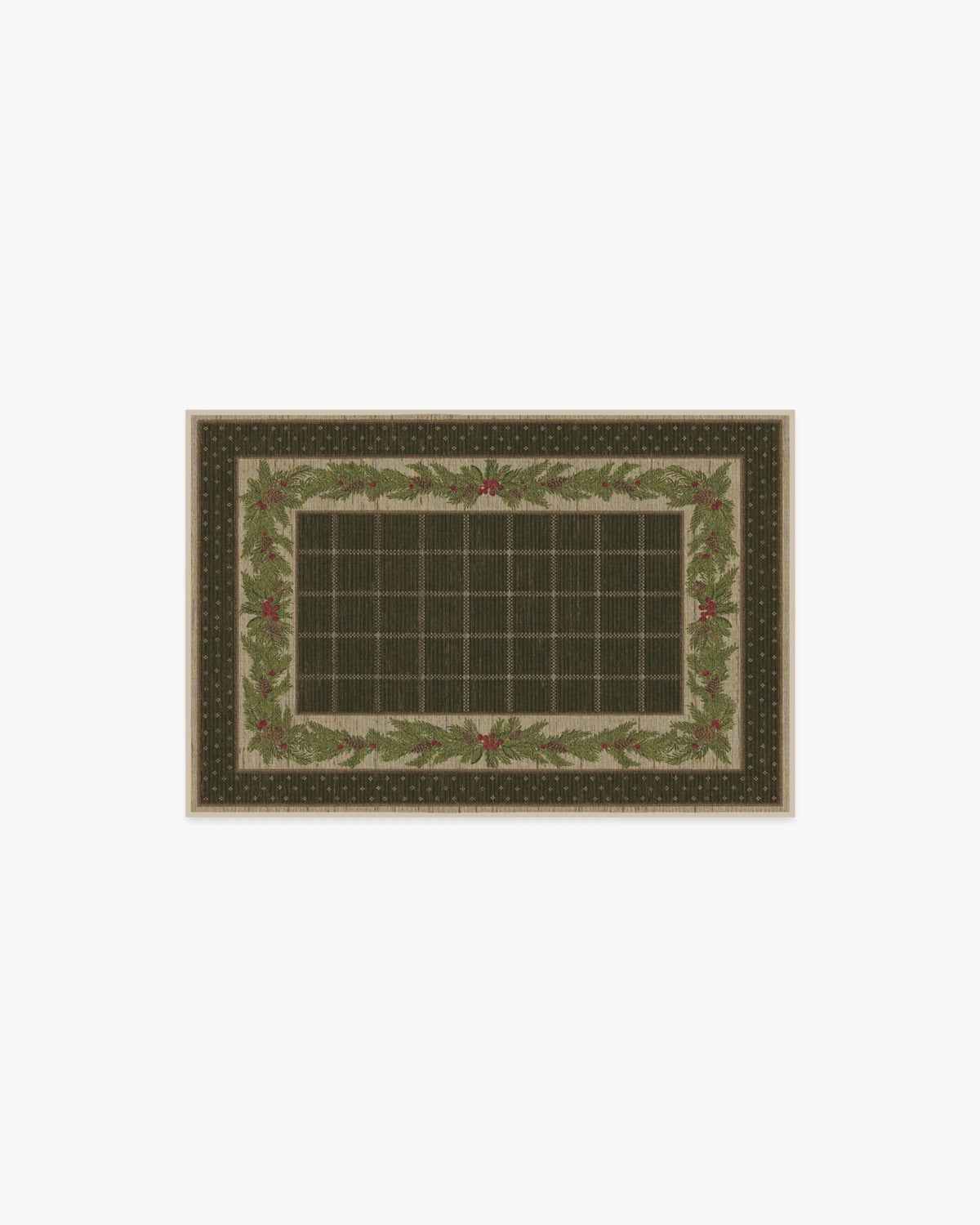 Pine Border Dark Olive Rug