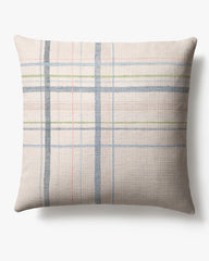 Jules Ivory & Soft Blue Woven Throw Pillow