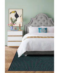 Labyrinth Navy & Teal Flatwoven Rug by Jonathan Adler