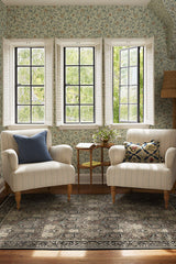 Honeysuckle & Tulip Dark Wood Flatwoven Rug by Morris & Co.