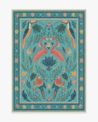 Birds Of A Feather Aqua Rug by Iris Apfel