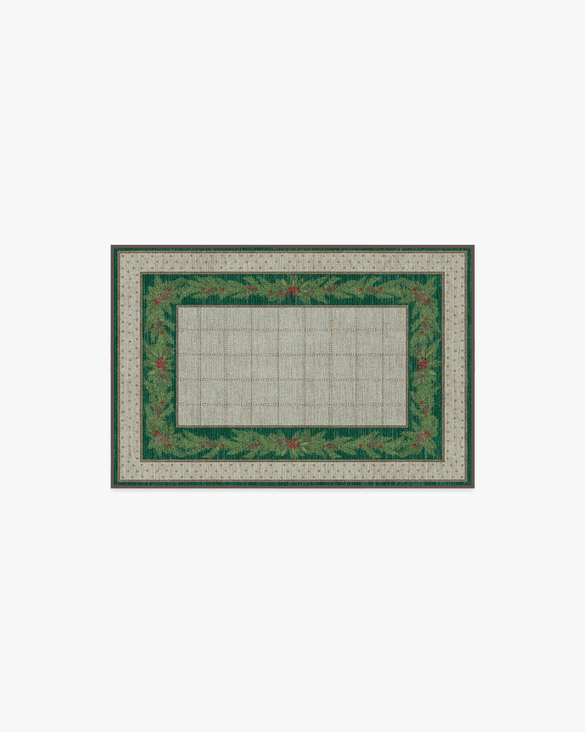 Pine Border Green & Silver Rug