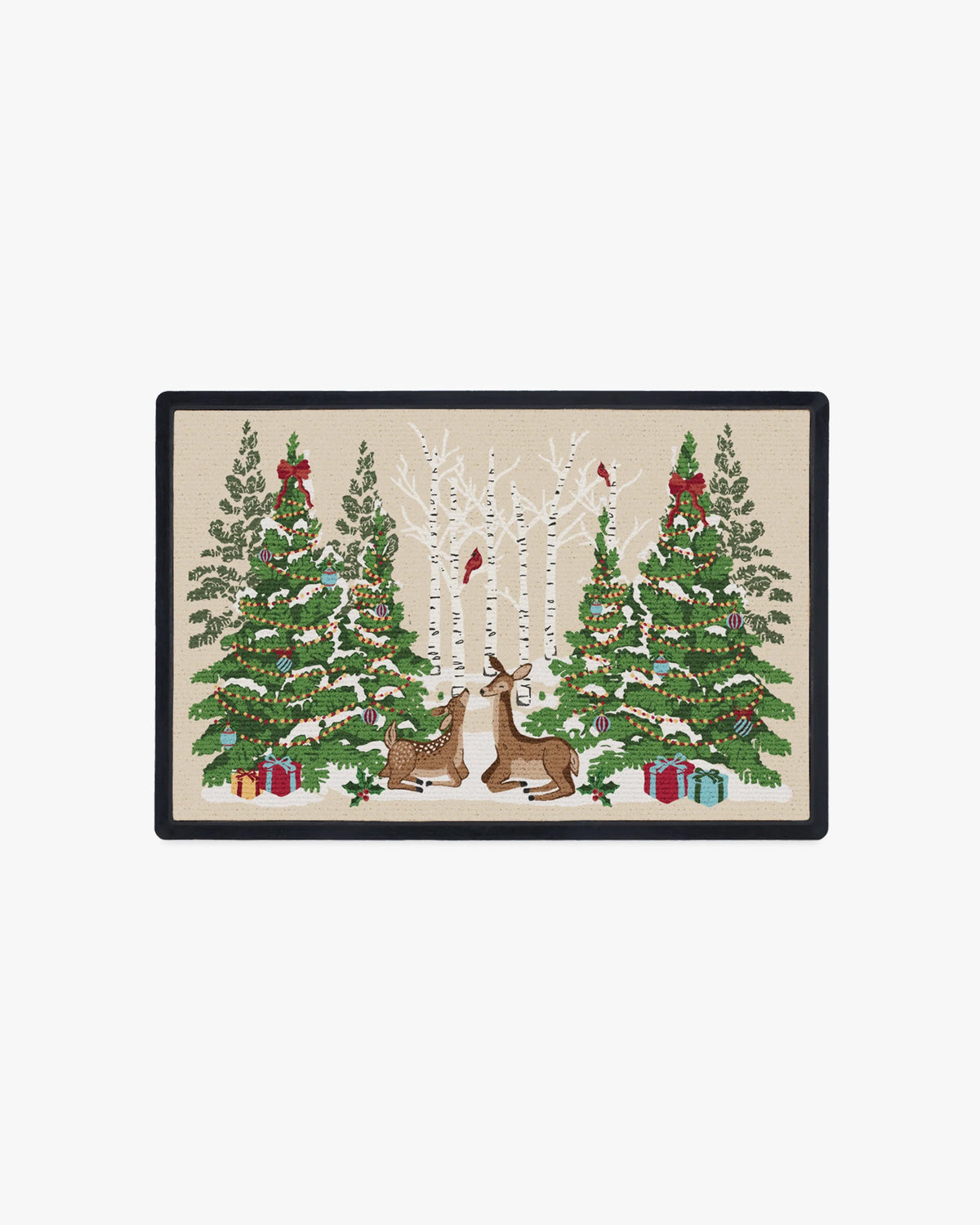 Woodland Holiday Cream Doormat
