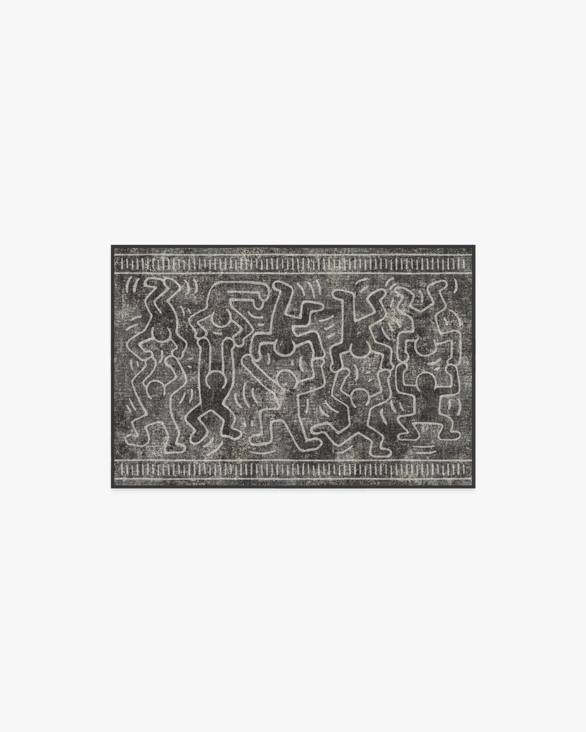 Balancing Act Black Flatwoven Rug by Keith Haring