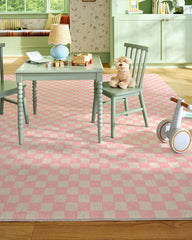 Let's Play Checkers Pink Rug