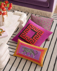 Snow Leopard Multicolor Woven Throw Pillow by Jonathan Adler