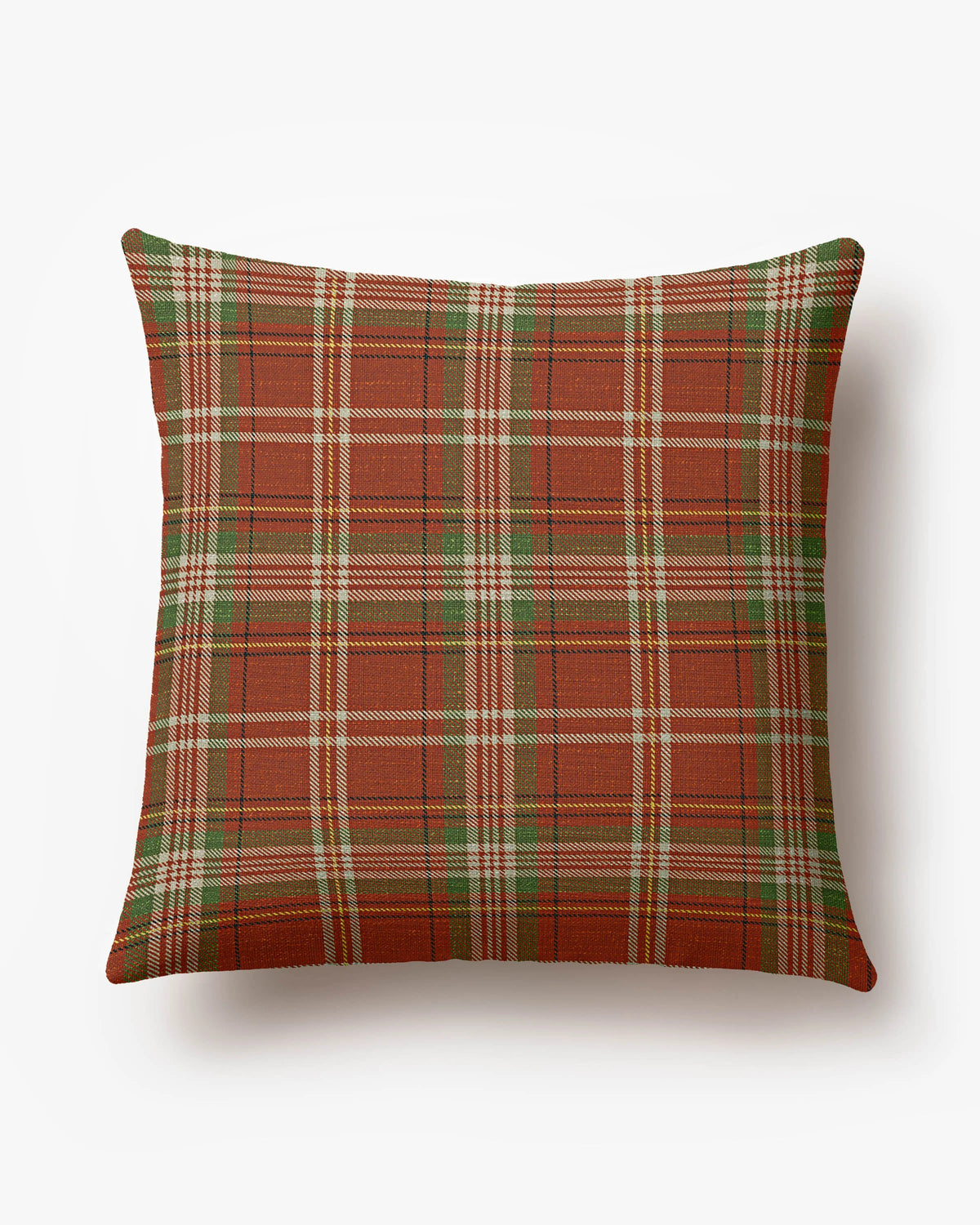 Merry Tartan Red & Green Woven Throw Pillow