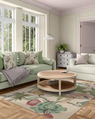 Bamboo & Bird Blush & Jade Flatwoven Rug by Sanderson
