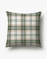 Noelle Tartan Eggshell & Green Woven Throw Pillow