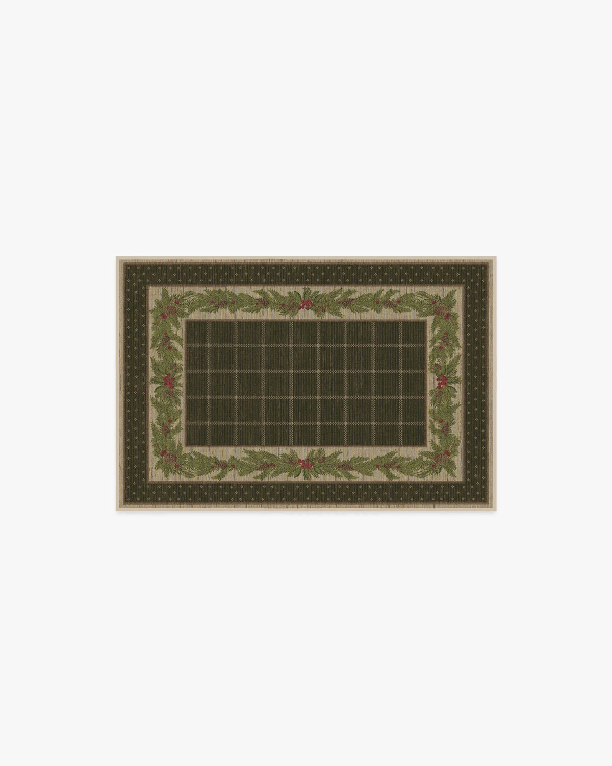 Pine Border Dark Olive Flatwoven Rug