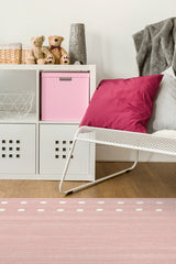 Dot Border Pink Flatwoven Rug