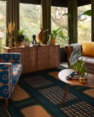 Nerissa Teal & Gold Flatwoven Rug by Architectural Digest