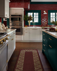 Ribbon Border Red & Natural Flatwoven Rug