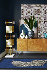 Snow Leopard Sapphire Flatwoven Rug by Jonathan Adler