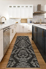 Dark Side Damask Charcoal Flatwoven Rug