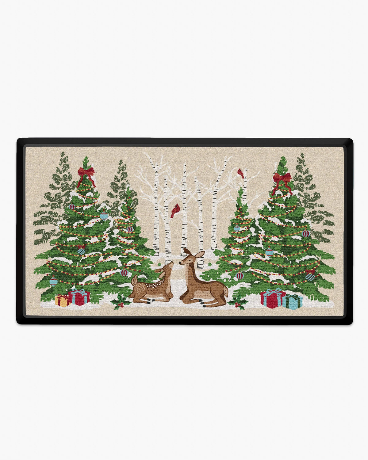 Woodland Holiday Cream Large Doormat