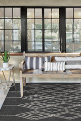 Gemma Lattice Black Outdoor Rug
