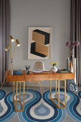 Milano Blue Steel Flatwoven Rug by Jonathan Adler