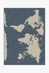 World Map Blue Flatwoven Rug