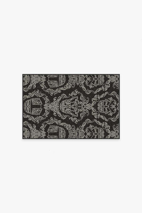 Dark Side Damask Charcoal Flatwoven Rug